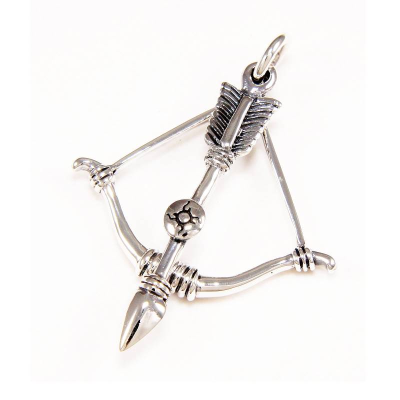 Pfeil & Bogen/ 925 Sterling Silber Anhänger/Gesetzlose/Robin Hood/Jagd/Gothic/Biker/Rockabilly/Tan-038 von REDGATECASTLE