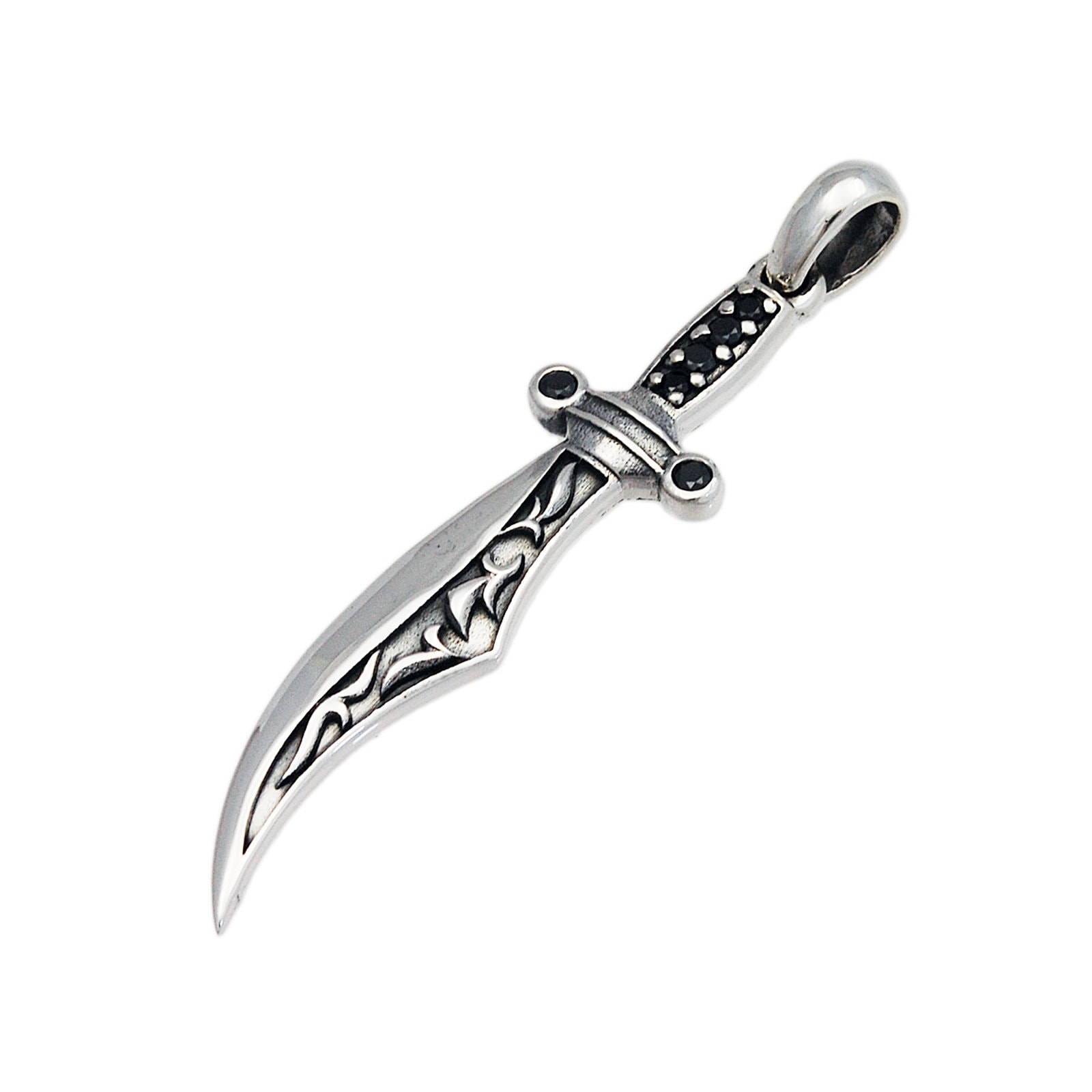 Pirat/Schwert/Black Cz/925 Sterling Silber Anhänger/Silber Charm/Gothic/Biker/Rockabilly/Tan-087 von REDGATECASTLE