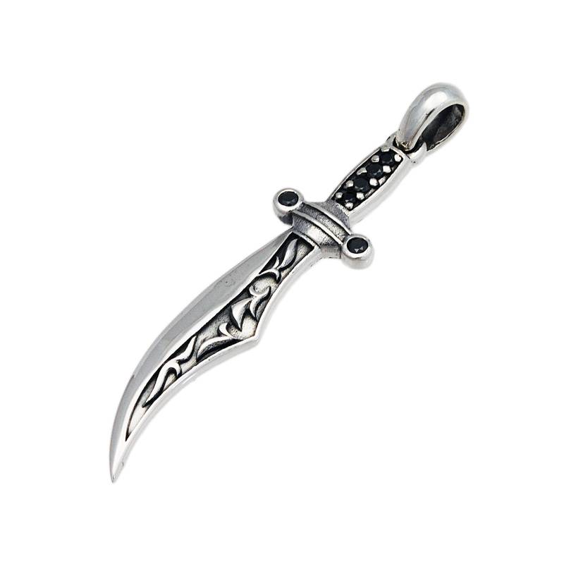 Pirat/Schwert/Black Cz/925 Sterling Silber Anhänger/Silber Charm/Gothic/Biker/Rockabilly/Tan-087 von REDGATECASTLE