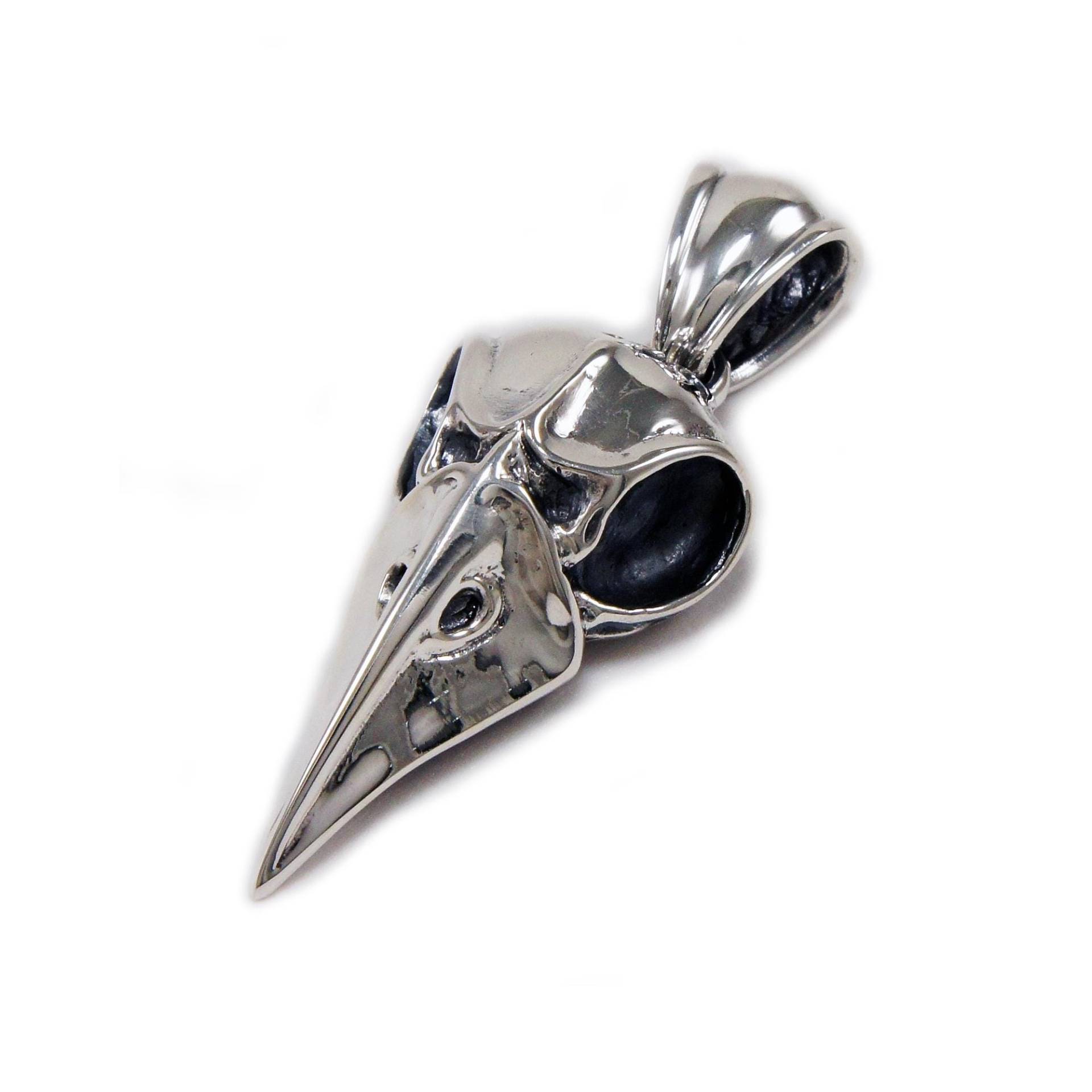 Rabe/Krähe/Totenkopf/925 Sterling Silber Anhänger/Charm/Biker/Gothic/Rockabilly/Hellbraun-094 von REDGATECASTLE