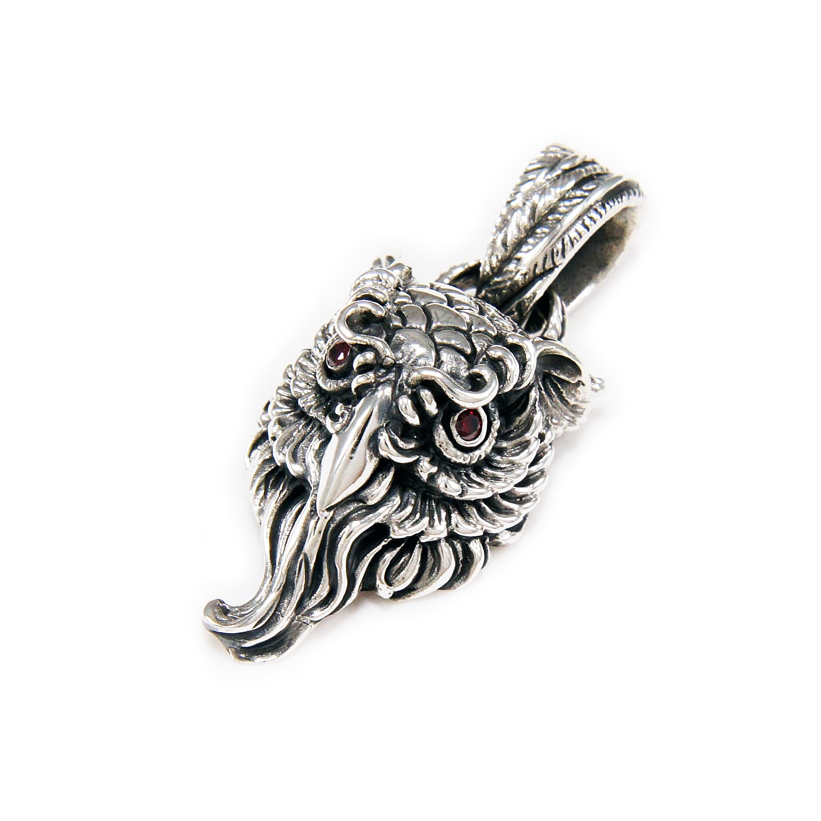 Red Cz/Augen Eule/925 Sterling Silber Anhänger/Silber Charm/Gothic/Biker/Rockabilly/Tan-074 von REDGATECASTLE