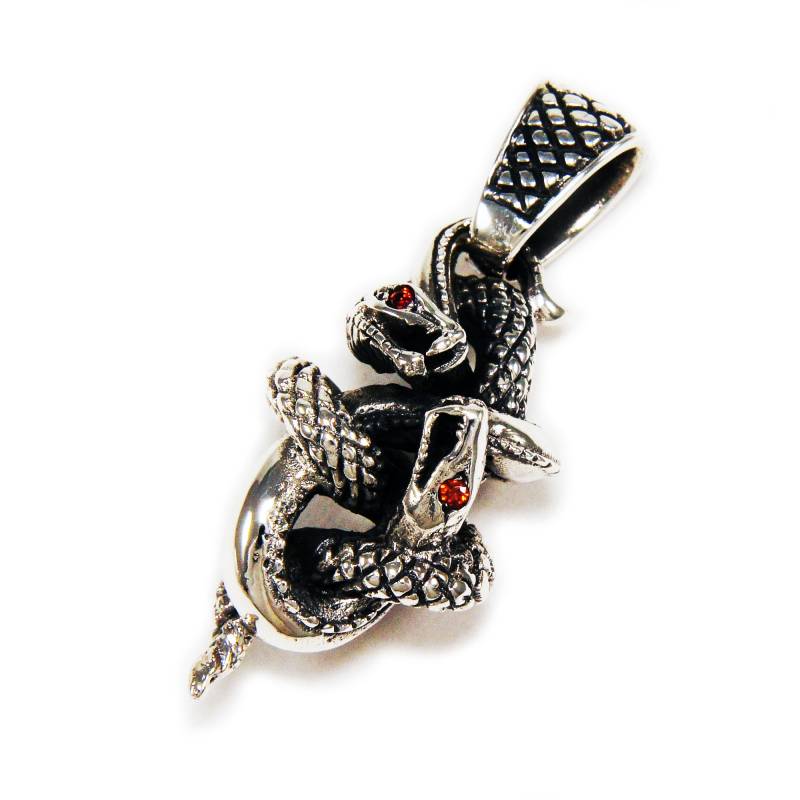 Schlange/Rote Cz/925 Sterling Silber Anhänger/Silber Charm/Gothic/Biker/Rockabilly/Tan-092 von REDGATECASTLE
