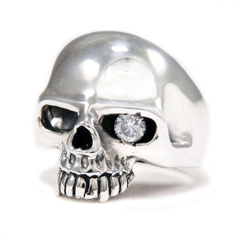 Totenkopf/925 Sterling Silber Ring/Weißes Steinauge/Totenkopf Ring/Biker Schmuck/Gothic Ring/Tan-R010 von REDGATECASTLE