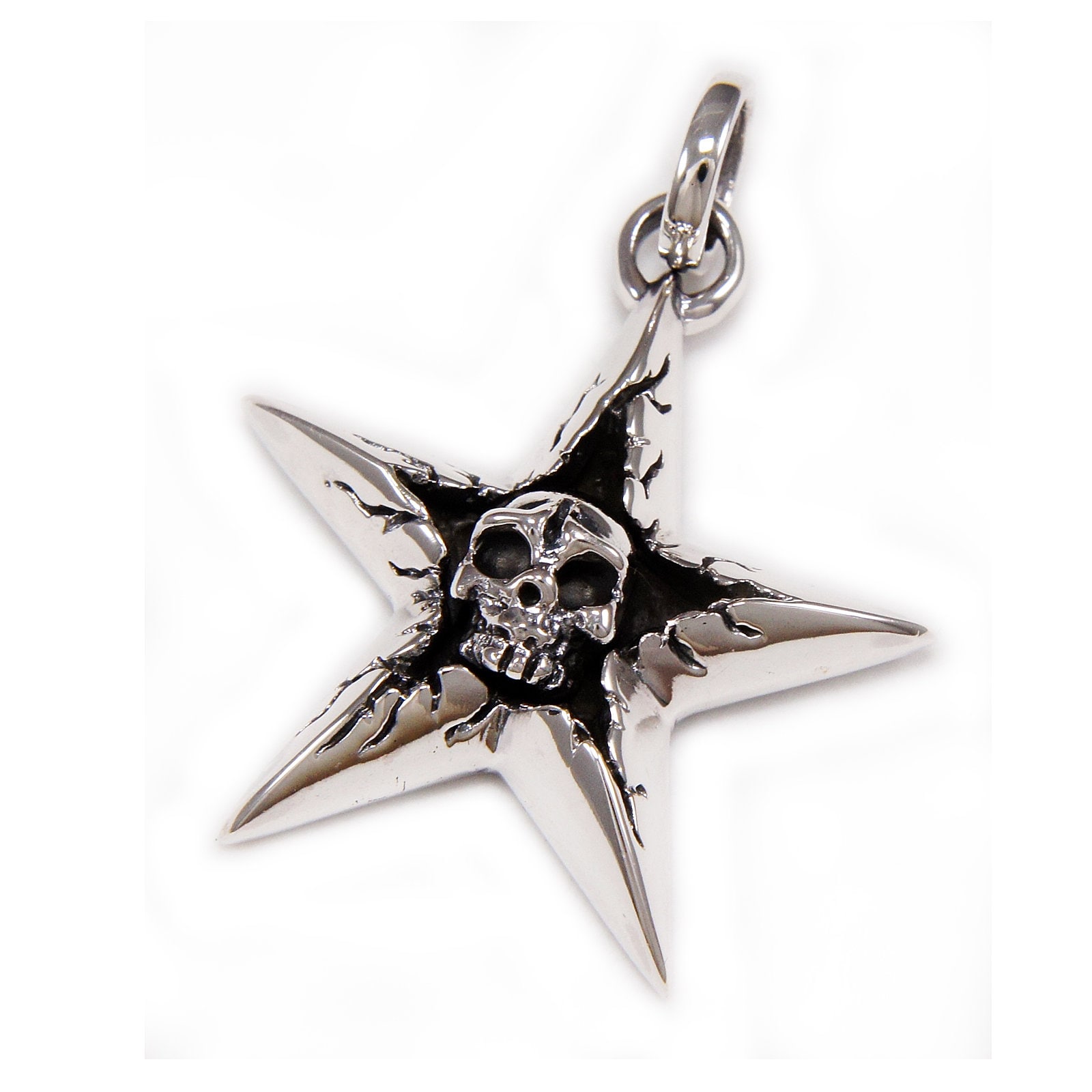 sternschädel/925Er Silber Anhänger/Silber Charm/Totenkopf Anhänger/Gothic/Biker/Rockabilly/Tan-014 von REDGATECASTLE