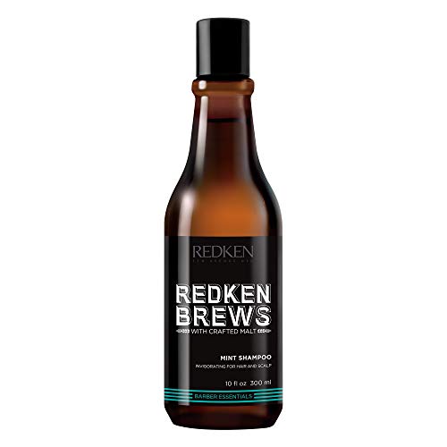 Redken Brews Mint Shampoo, erfrischendes und belebendes Haarshampoo, mit vitalisierendem Menthol und Malz, pflegt und kräftigt das Haar, Haarpflege für Männer, 300 ml von Redken Brews