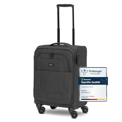 REDOLZ Cabin Weichschalen Kabinen-Koffer | Leichter Trolley mit 4 Doppelrollen für Damen & Herren 37 x 23 x 55 cm (Essentials 12) von REDOLZ