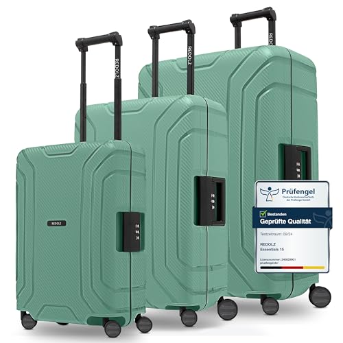 REDOLZ Hartschalen Koffer-Set 3-teilig ohne Reißverschluss | 3-Punkt-Verschluss-System | aus hochwertigem Polypropylen Material | 4-Doppelrollen & TSA-Schloss für Damen & Herren (Essentials 15) von REDOLZ