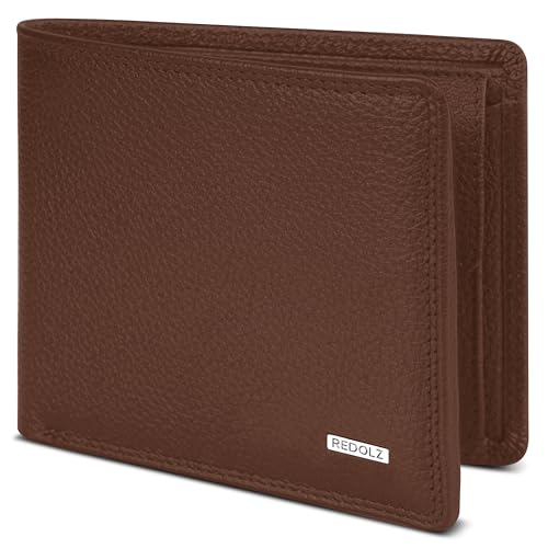 REDOLZ Herren Leder-Geldbörse Geldbeutel Portemonnaie Portmonee RFID Slim | Querformat 4 + 4 Kreditkartenfächer | Maße 11,5 x 1,5 x 9 cm von REDOLZ