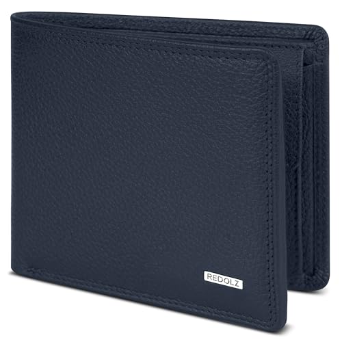 REDOLZ Herren Leder-Geldbörse Geldbeutel Portemonnaie Portmonee RFID Slim | Querformat 4 + 4 Kreditkartenfächer | Maße 11,5 x 1,5 x 9 cm von REDOLZ