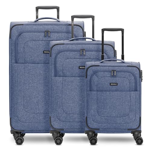 REDOLZ Koffer-Set 3-teilig für Damen & Herren | leichte & stabile Reise-Trolleys, hochwertiges Softcase, 4 Doppelrollen & TSA-Schloss |erweiterbar mit Dehnfalten (Essentials 12) von REDOLZ