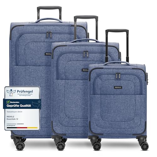 REDOLZ Koffer-Set 3-teilig für Damen & Herren | leichte & stabile Reise-Trolleys, hochwertiges Softcase, 4 Doppelrollen & TSA-Schloss |erweiterbar mit Dehnfalten (Essentials 12) von REDOLZ