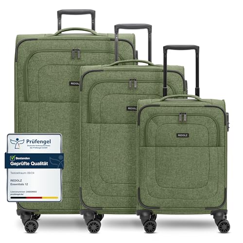 REDOLZ Koffer-Set 3-teilig für Damen & Herren | leichte & stabile Reise-Trolleys, hochwertiges Softcase, 4 Doppelrollen & TSA-Schloss |erweiterbar mit Dehnfalten (Essentials 12) von REDOLZ