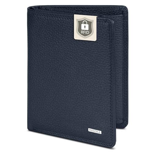 REDOLZ Leder-Geldbörse Hochformat | RFID-Schutz & 8 Kartenfächer | Geldbeutel Maße 9,5 x 2,5 x 12 cm für Männer & Frauen von REDOLZ