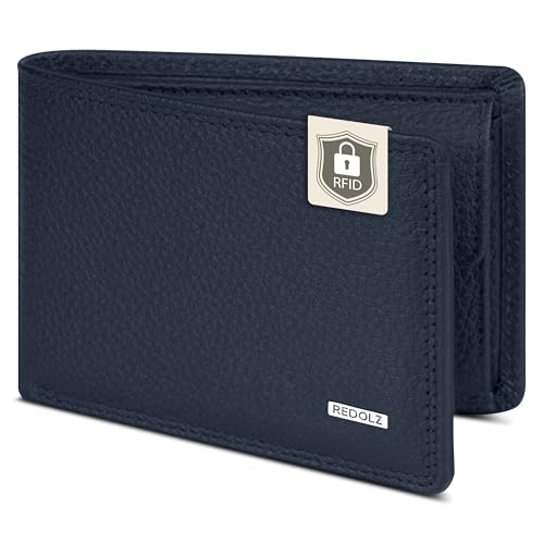 REDOLZ Mini-Geldbörse aus Leder | RFID-Schutz & 4 Kreditkartenfächer | Herren-Geldbeutel Querformat | Maße 10,5 x 2 x 7,5 cm von REDOLZ