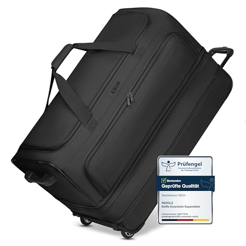 REDOLZ XL sehr große Jumbo Trolley-Reisetasche mit Rollen 80 cm [Sondergröße] Volumen mit Dehnfalte erweiterbar von 110 auf 140 Liter | extra Bodenfach für Männer & Frauen (Duffle Essentials) von REDOLZ