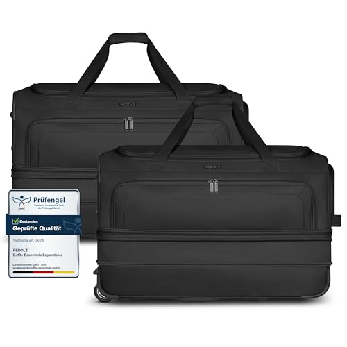 REDOLZ Zwei große L Trolley-Reisetaschen mit Rollen 70 cm | Volumen von 98 auf 119 Liter mit Dehnfalte erweiterbar | 2-teiliges Set (L+L) für Männer & Frauen mit extra Bodenfach (Duffle Essentials) von REDOLZ