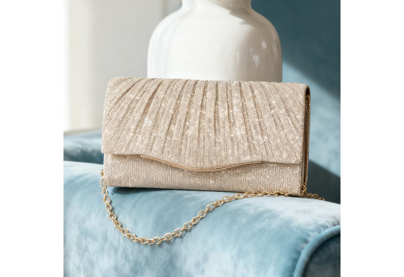 REDOM Abendtasche Pailletten Handtasche Kosmetik-Etui Crossbody (mit Abnehmbare 120-cm-Kette und Magnetverschluss, 1-tlg., für Hand- Schulter- oder Crossbody-Trageweise), Ideal für Hochzeiten Partys Bankette und festliche Events von REDOM