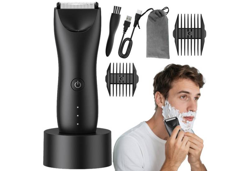 REDOM Elektrokörperrasierer Elektrischer Männer-Trimmer Multifunktionaler Bart Körper und Gesicht, Aufsätze: 1, Präzisionstrimmer, Bodygroomer und Barttrimmer IPX7 wasserdicht LED-Licht 2 Aufsätze, mit 6000 U/min Keramikklinge Schnellladung mit Ladehalterung von REDOM