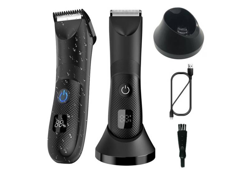 REDOM Elektrokörperrasierer Herren Intimrasierer Körperhaartrimmer, Aufsätze: 1, Präzisionstrimmer, mit Keramikklinge LED-Licht USB Ladestation IPX7 wasserdicht, kabellos Intimate Haarschneider, Nass- Trockenanwendung von REDOM