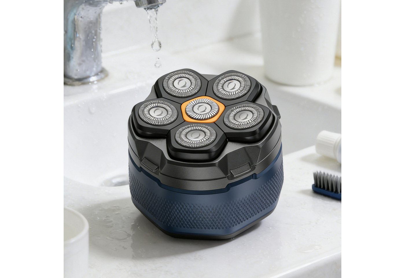 REDOM Elektrorasierer 6-Klingen-Reiserasierer Nass- und Trockenrasierer Herrenrasierer, einfache Reinigung, mit magnetisch abnehmbarem Scherkopf IPX7-Wasserdichtigkeit, ideale Größe für den täglichen Gebrauch und Reisen von REDOM