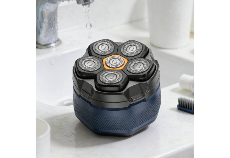 REDOM Elektrorasierer 6-Klingen-Reiserasierer Nass- und Trockenrasierer Herrenrasierer, einfache Reinigung, mit magnetisch abnehmbarem Scherkopf IPX7-Wasserdichtigkeit, ideale Größe für den täglichen Gebrauch und Reisen von REDOM