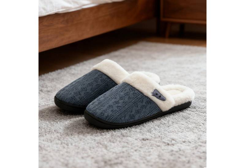REDOM Flauschige Hausschuhe für Damen Herren Plüsch Hausschuhe (atmungsaktiver Strickstoff mit modernem Farbdesign, 1-tlg., Plüsch-Strickslipper mit Memory-Schaum rutschfester Gummisohle) ideal für gemütliche Stunden und täglichen Gebrauch von REDOM