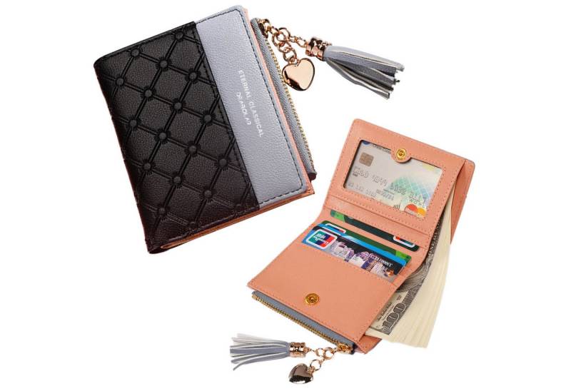 REDOM Geldbörse Slim Wallet Damenbörse Portmonee Kurz Geldbeutel (Frauen Handtasche Ledergeldbörse Brieftasche mit 4 Kartenfächer, Kreditkartenetui, Kartenetui, Portemonnaie), Brieftasche mit Münzfach 9 x 11 x 1 cm von REDOM