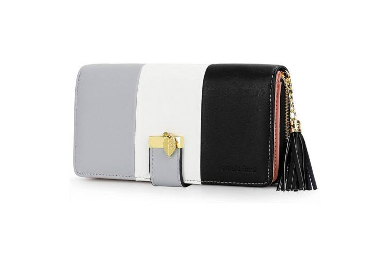 REDOM Geldbörse Damen Portemonnaie Kunstleder Portmonee RFID Schutz Geldbeutel (Brieftasche mit Handyfach 12 Kartenfächer 2 Geldscheinfächer, Sichtfach, goldfarbene Beschläge und Troddel), 19,5 x 10,5 x 2,5cm, modisch vielseitig Geschenkidee von REDOM