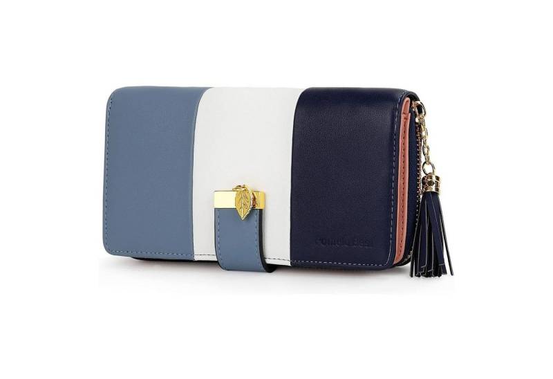 REDOM Geldbörse Damen Portemonnaie Kunstleder Portmonee RFID Schutz Geldbeutel (Brieftasche mit Handyfach 12 Kartenfächer 2 Geldscheinfächer, Sichtfach, goldfarbene Beschläge und Troddel), 19,5 x 10,5 x 2,5cm, modisch vielseitig Geschenkidee von REDOM