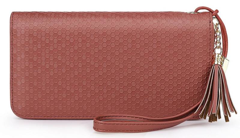 REDOM Geldbörse Damen Handytasche Portemonnaie Portmonee Geldbeutel Weich Lang (Frauen Handtasche Ledergeldbörse Brieftasche mit 8 Kartenfächer, Slim Wallet, Kreditkartenetui, Kartenetui, Kartenhalter), NFC RFID-Schutz mit Münzfach Groß 20 x 10,5 x 2,5cm von REDOM