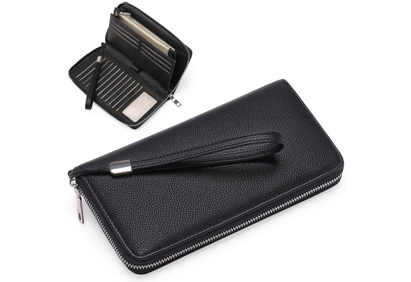 REDOM Geldbörse Damen Portemonnaie Portmonee Geldbeutel (Frauen Handtasche Ledergeldbörse Brieftasche mit 16 Kartenfächer, 1-tlg., Slim Wallet, Kreditkartenetui, Kartenetui, Kartenhalter), NFC RFID-Schutz mit Münzfach Groß 21.5 x 2.5 x 11.5 cm von REDOM