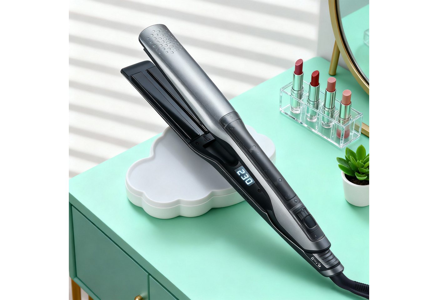 REDOM Glätteisen Dampftechnologie-Haarglätter Haarglättbürste, breite Keramikplatten LCD-Temperaturwahl 100–230 °C, schnelles Glätten Stylen ionische Pflege für lange Haare von REDOM