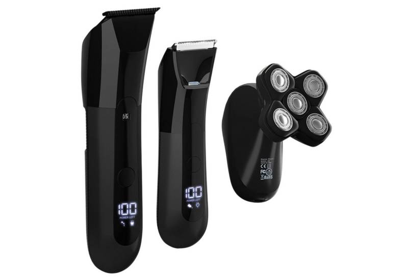 REDOM Haarschneider 3-in-1 Profi Haarschneidemaschine Barttrimmer Set, IPX7 Wasserdichte Präzisionstrimmer mit 5D Glatzenrasierer, LED-Display 20 Längenstufen USB-C Rutschfest von REDOM