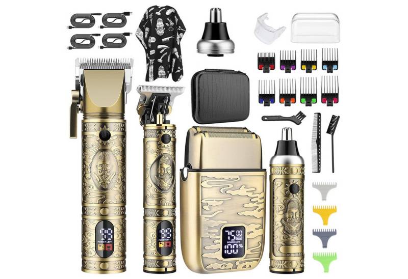 REDOM Haarschneider 4-in-1 Herren Haarschneidemaschine set Profi elektrische Rasierapparat, mit USB-ladbar LED-Anzeige Trimmer Rasierer Nasenhaarschneider, Haarschnitt-Pflegeset Män Geschenke von REDOM