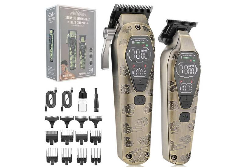 REDOM Haarschneider Profi-Carving Trimmer Präzisionshaarschneider mit LED-Display, Barber Rasierer Elektrisch Herrenhaarschneider Präzisionsstahlklingen, IPX6 wasserdicht 4-fach verstellbare Schnittlängen von REDOM