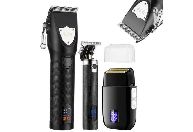 REDOM Haarschneider Profi Haarschneider Bartpflege Set Trimmer Herren Bartschneider, mit Trimmer Rasierer LED Display Edelstahlklingen, Leise Kabellos Haarschneideset Wasserdichter für Barthaar Kopfhaar von REDOM