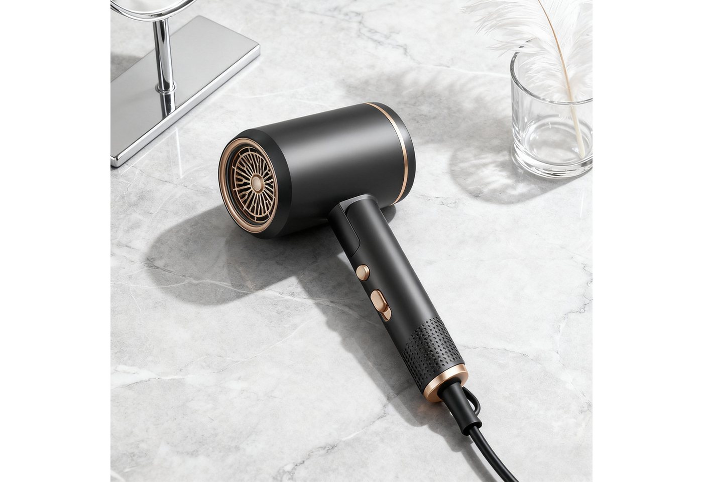 REDOM Haartrockner Ionen-Haartrockner Reisehaartrockner Haarföhn, 2400 W, Ionen-Technologie 2 Präzisionsdüsen und Diffusor, Anti-Frizz Überhitzungsschutz klappbar ideal für Reise Zuhause von REDOM