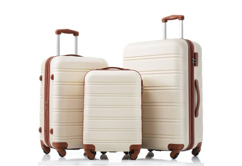 REDOM Hartschalen-Trolley Hartschalenkofferset 3-tlg, 4 Rollen, M-L-XL-Set Handgepäck 4 Rollen ABS-Material von REDOM