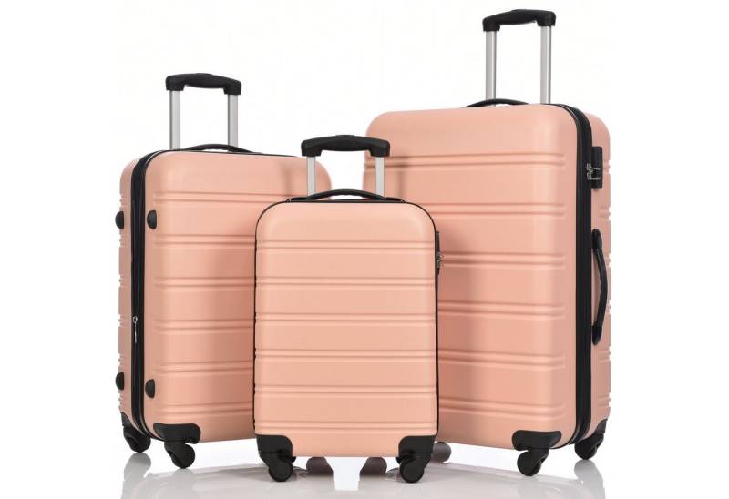 REDOM Hartschalen-Trolley Hartschalenkofferset 3-tlg, 4 Rollen, M-L-XL-Set Handgepäck 4 Rollen ABS-Material von REDOM