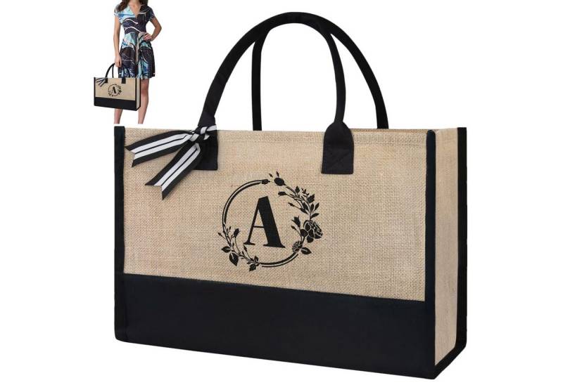 REDOM Tragetasche Buchstabentasche Stofftasche Freizeittasche Damen Canvas Tote Bag (Zeitungskorb Einkaufstasche Bag mit Top Griff, Schultertasche), für Damen Frauen Freizeit Arbeit Büro Party Spaziergang von REDOM