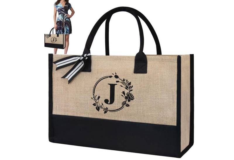 REDOM Tragetasche Buchstabentasche Stofftasche Freizeittasche Damen Canvas Tote Bag (Zeitungskorb Einkaufstasche Bag mit Top Griff, Schultertasche), für Damen Frauen Freizeit Arbeit Büro Party Spaziergang von REDOM