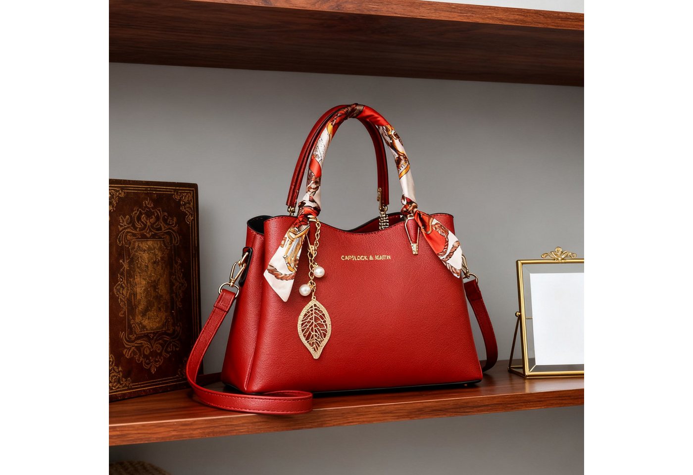 REDOM Henkeltasche Handtasche Tragetasche Aktentasche Tasche Damen Umhängetasche (abnehmbarer Schulterriemen vielseitig tragbar Alltags Business-Tasche, 1-tlg., elegante Schultertasche aus Premium-Kunstleder 3-Fächer-Design), Perfekt für Alltag Büro Shopping Events und als Geschenkidee von REDOM