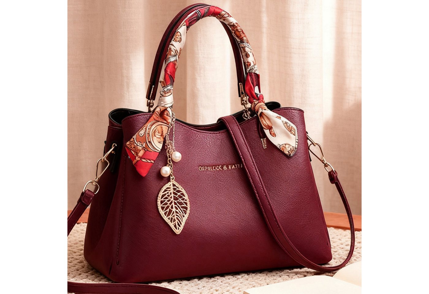 REDOM Henkeltasche Handtasche Tragetasche Aktentasche Tasche Damen Umhängetasche (abnehmbarer Schulterriemen vielseitig tragbar Alltags Business-Tasche, 1-tlg., elegante Schultertasche aus Premium-Kunstleder 3-Fächer-Design), Perfekt für Alltag Büro Shopping Events und als Geschenkidee von REDOM