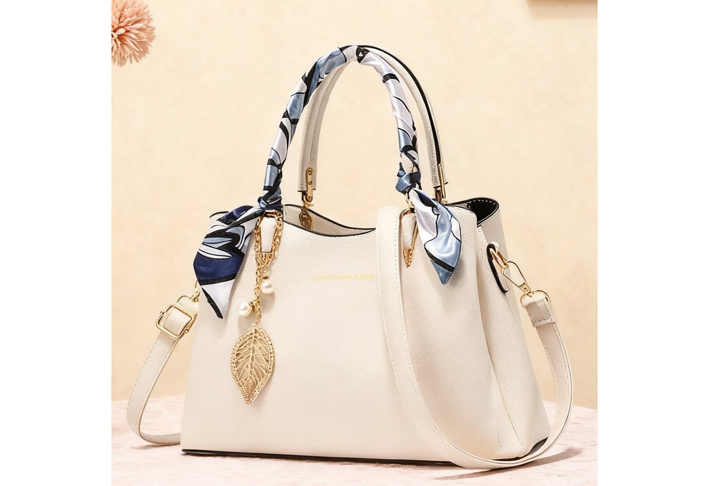 REDOM Henkeltasche Handtasche Tragetasche Aktentasche Tasche Damen Umhängetasche (abnehmbarer Schulterriemen vielseitig tragbar Alltags Business-Tasche, 1-tlg., elegante Schultertasche aus Premium-Kunstleder 3-Fächer-Design), Perfekt für Alltag Büro Shopping Events und als Geschenkidee von REDOM