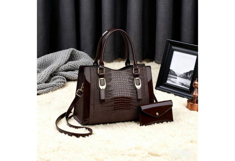 REDOM Henkeltasche Tragetasche Handtasche Umhängetasche Schultertasche (2-in-1-Set Damen Handtasche mit passender Geldbörse, 2-tlg., mit Fächern für Handy Schlüssel und Kosmetik), für Frauen Arbeit Business Schule Büro Reisen usw von REDOM