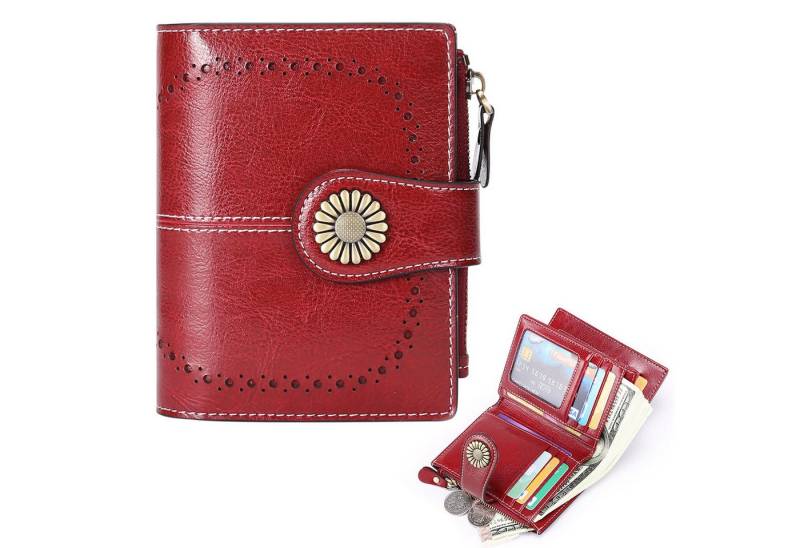 REDOM Kartenetui Damen Portemonnaie klein RFID Schutz Geldbörse (Geldbeutel, kompakt elegant modisch, aus Kunstleder, mit 16 Kartenfächer, Münzfach Reißverschluss), für Kreditkarte EC Karte Bank Karte Visitenkarten Personalausweis usw. von REDOM