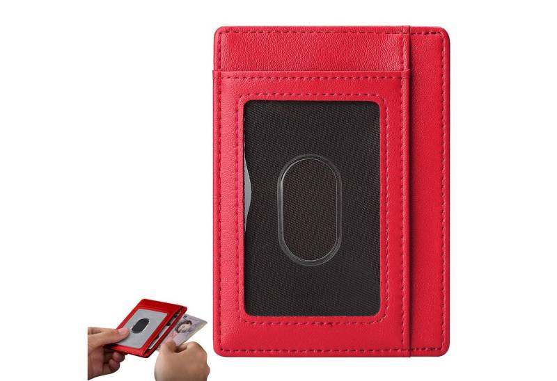 REDOM Kartenetui Herren Damen Mini Geldbörse Leder Portemonnaie (Slim Portmonee Kreditkartenetui, 1-tlg., 11 x 8.2 cm, mit RFID Schutz, 7 Kartenfächer und Sichtfenster), für Personalausweis Visitenkarten Kreditkarte EC Karte Bank Karte usw. von REDOM
