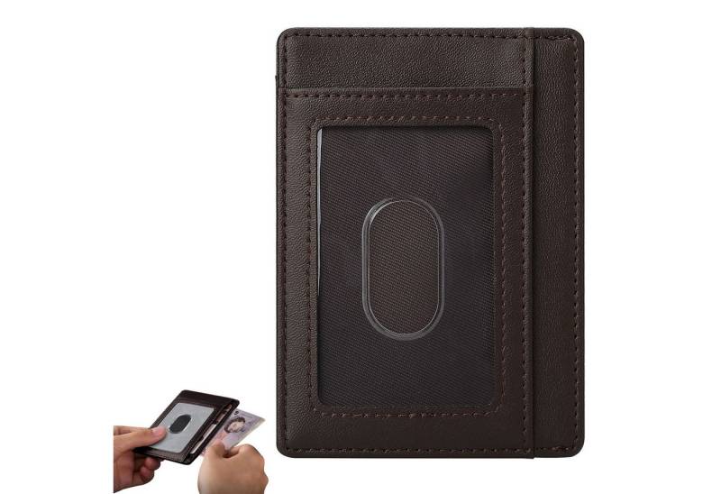 REDOM Kartenetui Herren Damen Mini Geldbörse Leder Portemonnaie (Slim Portmonee Kreditkartenetui, 1-tlg., 11 x 8.2 cm, mit RFID Schutz, 7 Kartenfächer und Sichtfenster), für Personalausweis Visitenkarten Kreditkarte EC Karte Bank Karte usw. von REDOM