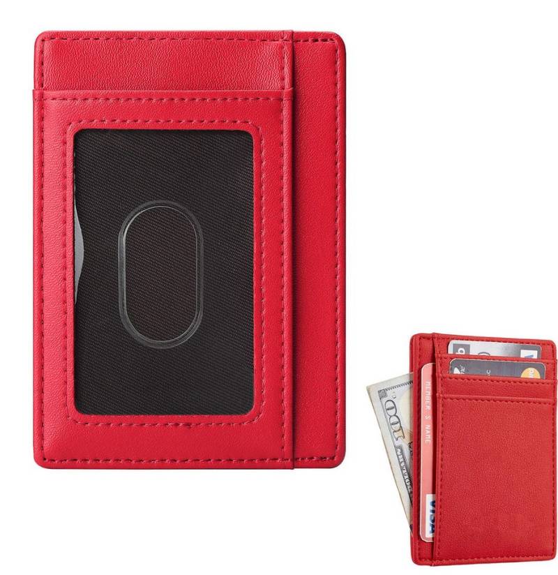 REDOM Kartenetui Kartenetui Slim Wallet Kartenhülle Kartenportemonnaie (mit 7 Kartenfächer Sichtfenster und RFID Schutz Münzfach Fotofach, 1-tlg., Tragbar, Visitenkartenetui, Kreditkartenetui, 11 x 8.2 cm), für Kreditkarte EC Karte Bank Karte Personalausweis Visitenkarten usw von REDOM