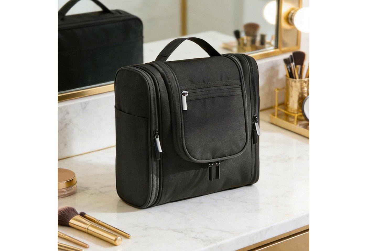 REDOM Kulturbeutel Reise-Kulturtasche Kosmetiktasche Hänge-Waschtasche (Als Kultur- Kosmetik- Dusch- oder Rasiertasche für Männer und Frauen, 1-tlg., mit Abnehmbare Nassfachtasche Seitentaschen Transparente Fächer), für Reisen Alltag Sport und als Geschenk geeignet von REDOM